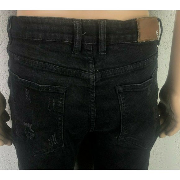 Crysp Denim Men Black Denim Distressed Jeans Size 36 - Picture 9 of 12